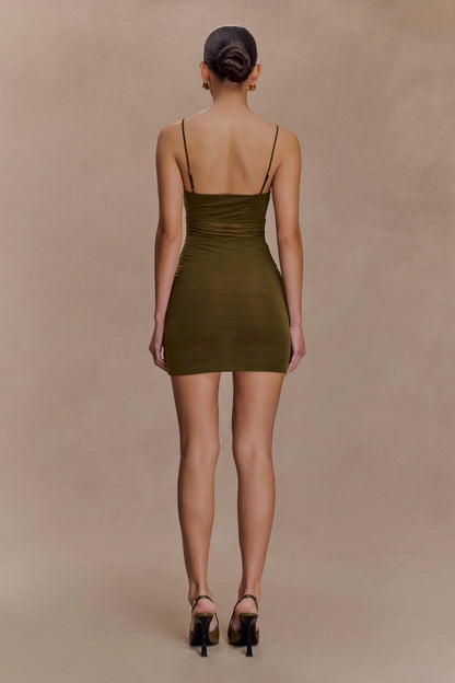 Maryk Mesh Mini Dress Khaki