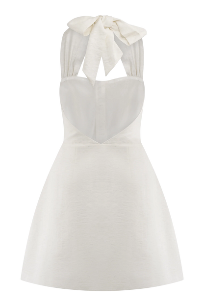 Anya Linen Halter Mini Dress Oat Marle