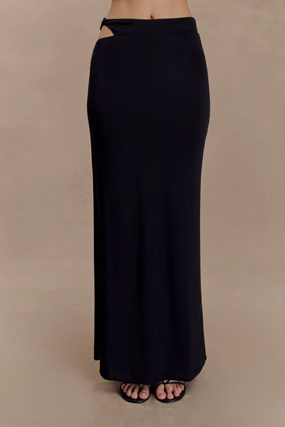 Haven Slinky Twist Midi Skirt Black