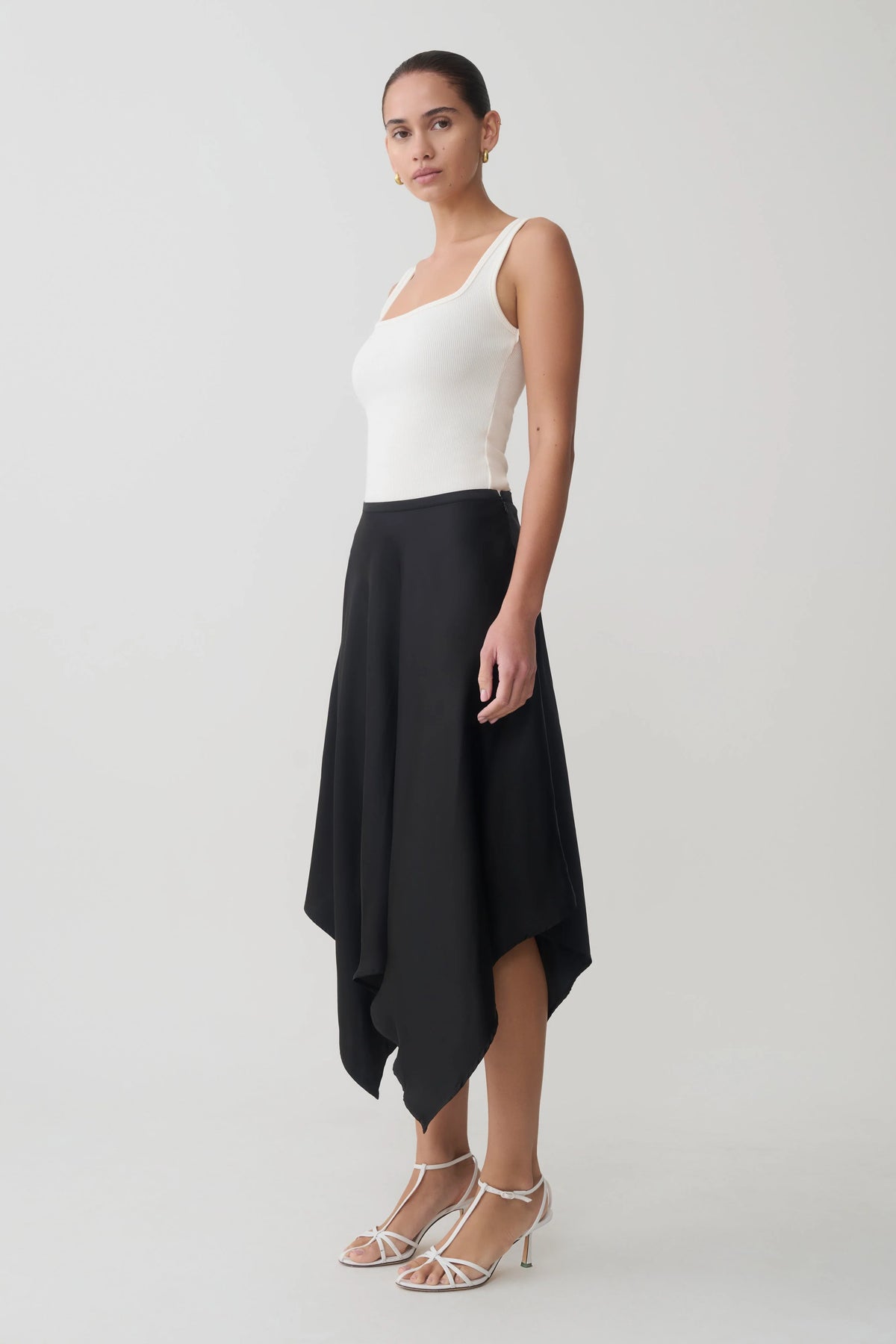Aisling Ribbed Square Neck Sleeveless Top Ivory