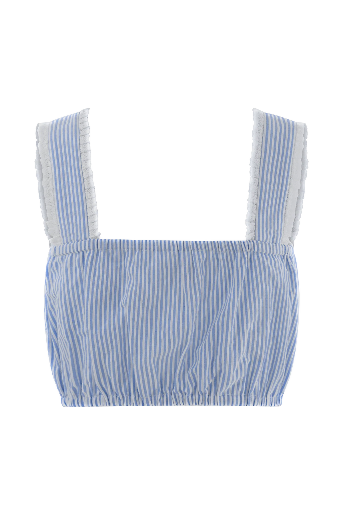 Gretel Sleeveless Crop Top Blue Pinstripe