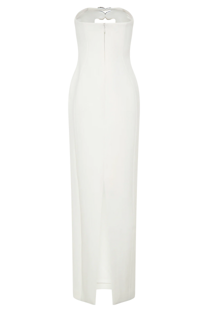 Hilda Embellished Strapless Maxi Dress White