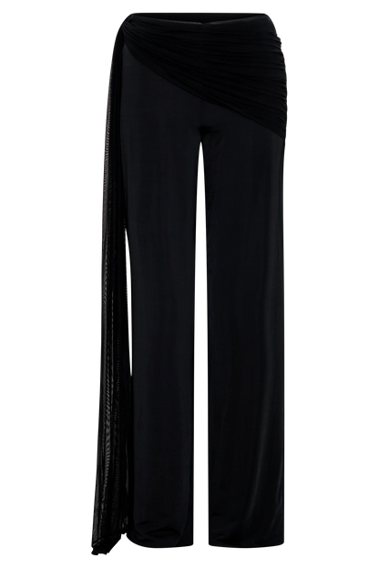 Aspyn Slinky Gathered Wide Leg Pants Black
