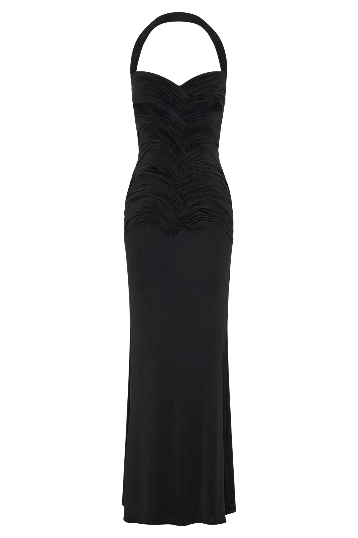 Hoai Gathered Slinky Halter Maxi Dress Black