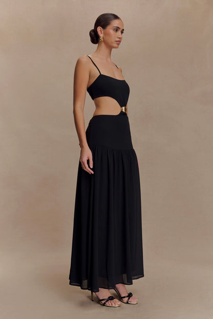 Georgina Chiffon Midi Dress Black