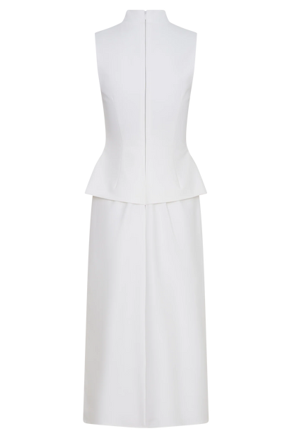 Yanina Cotton Halter Midi Dress White