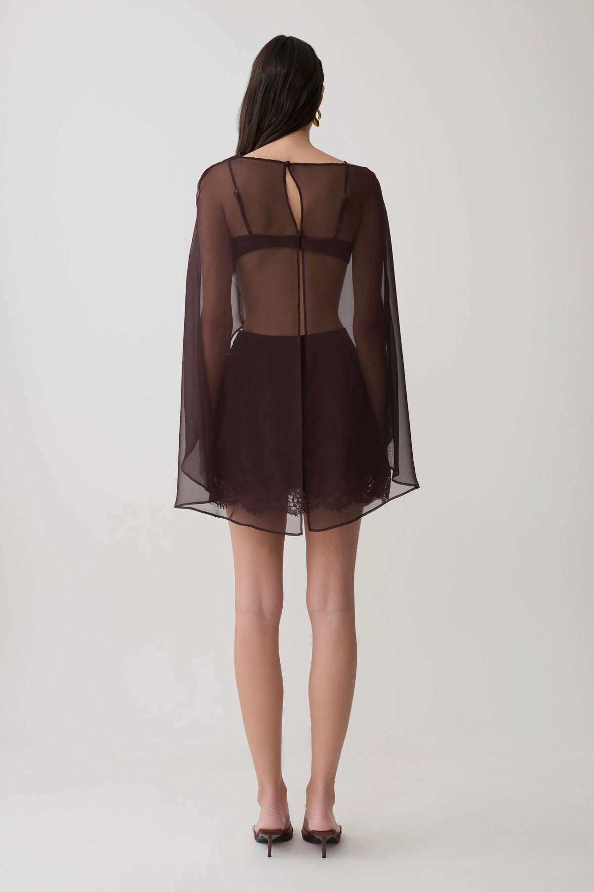 Kirstine Bralette With Chiffon Cape Chocolate