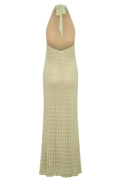 Hayley Halter Knit Maxi Dress Seafoam
