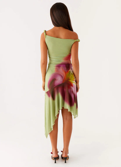Huntah Midi Dress Green Tropical