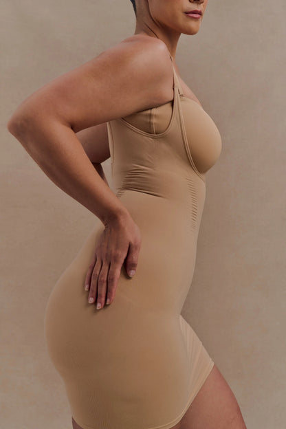 Jocelyn Backless Shapewear Mini Dress Beige