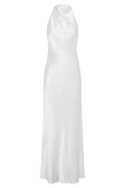 Esther Iridescent Satin Cowl Maxi Dress Ivory