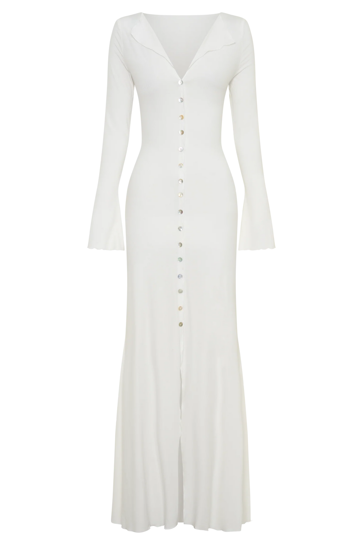 Tanya Buttoned Long Sleeve Maxi Dress White