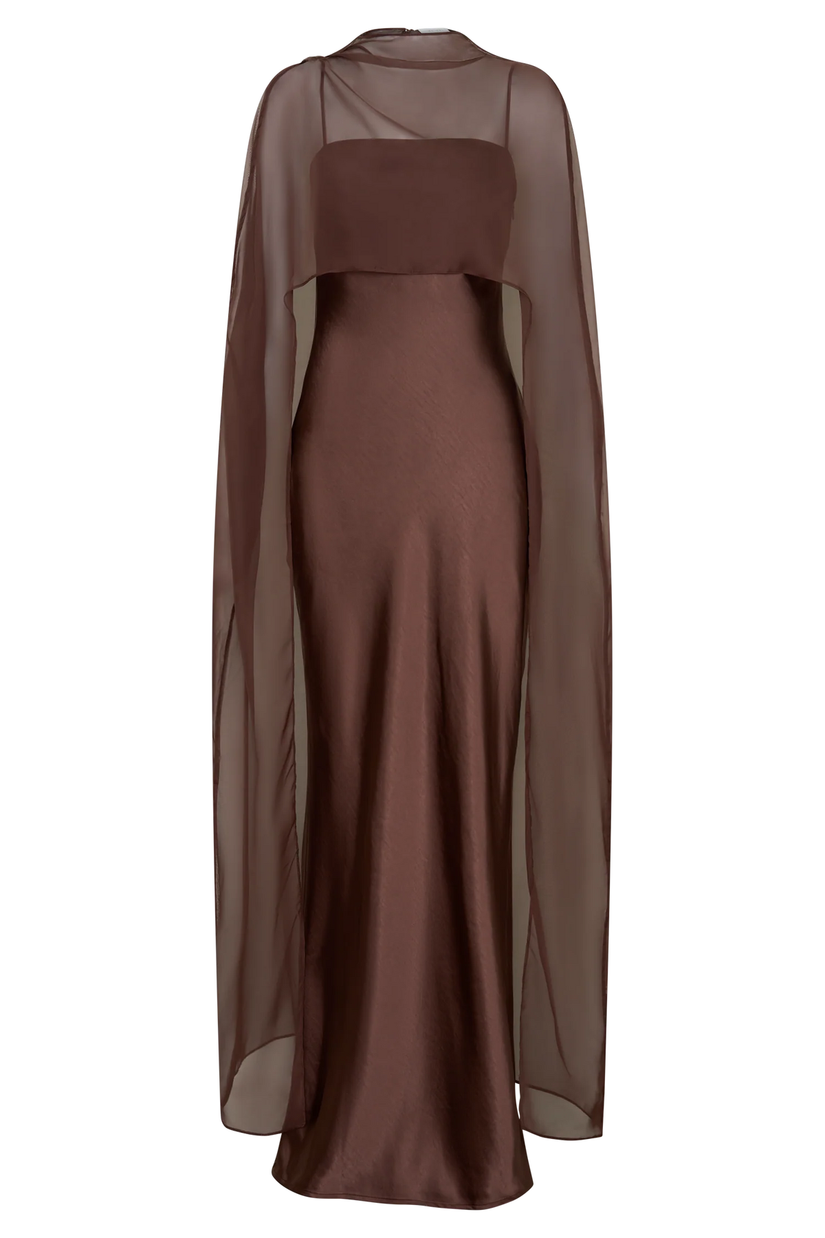 Martinne Chiffon Cape Maxi Dress Mocha
