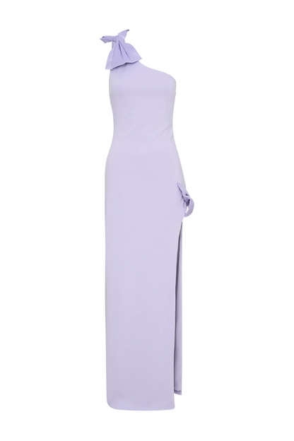 Hallie One Shoulder Bow Maxi Dress Lilac