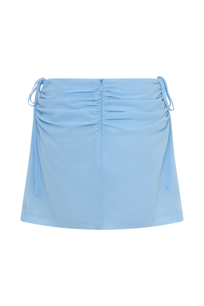 Indie Draped Chiffon Mini Skirt Sky Blue