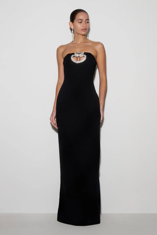 Hilda Embellished Strapless Maxi Dress Black
