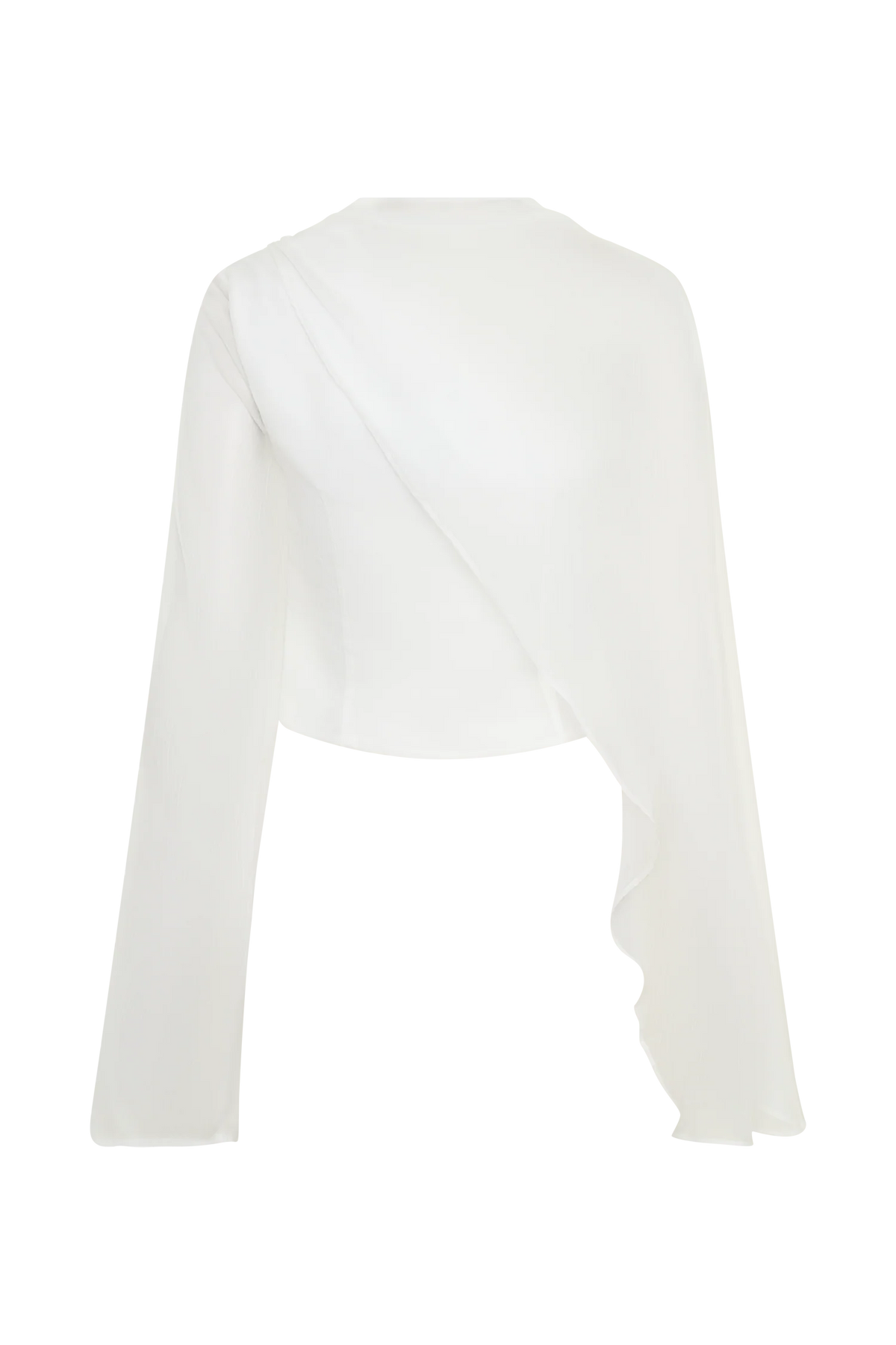 Ida Sheer Asymmetrical Long Sleeve Cape White