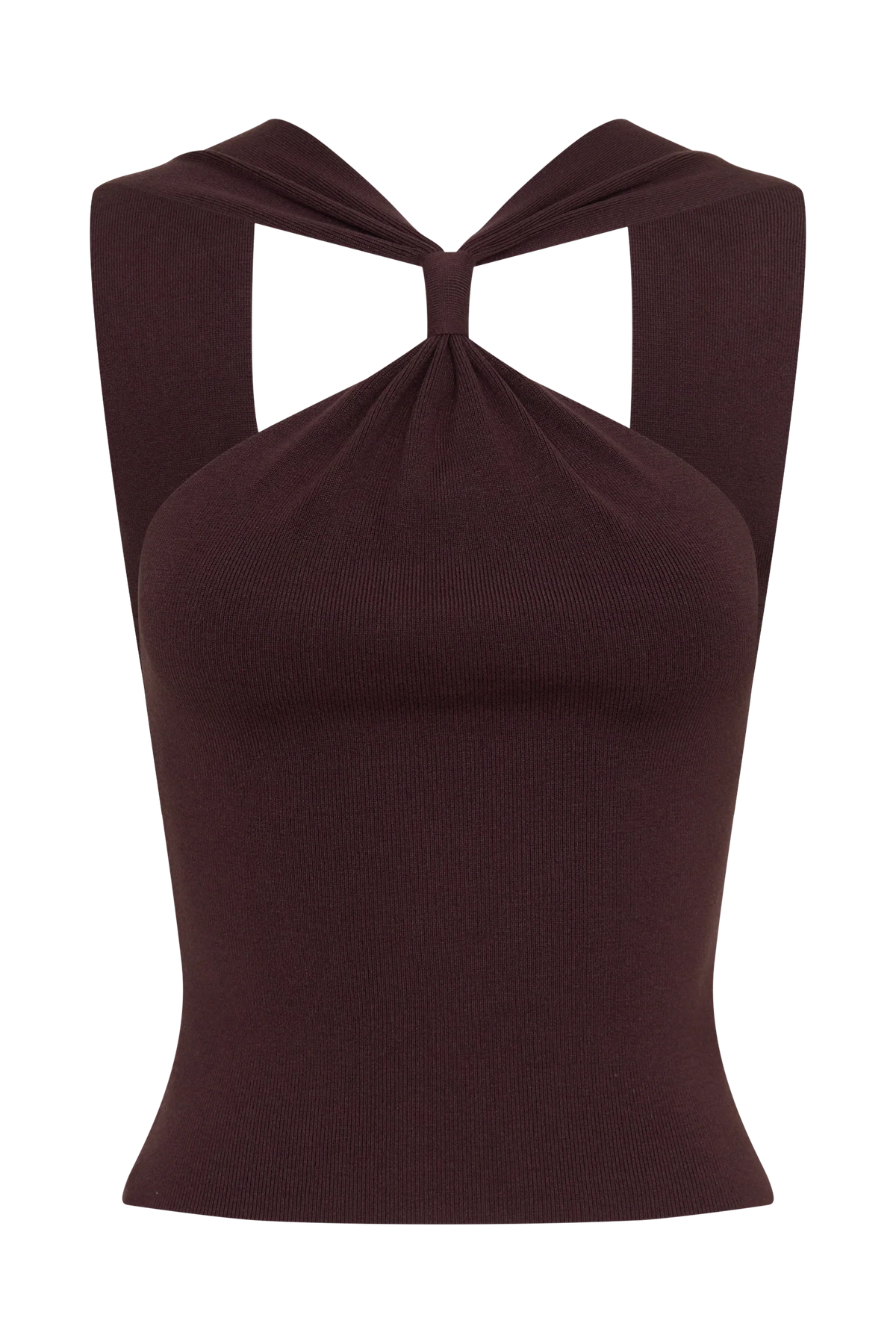 Angelika Twist Front Knit Top Chocolate