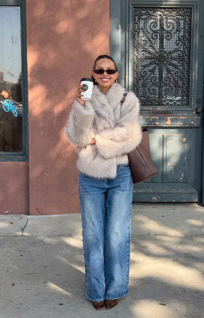 It Girl Sand Faux Fur Jacket