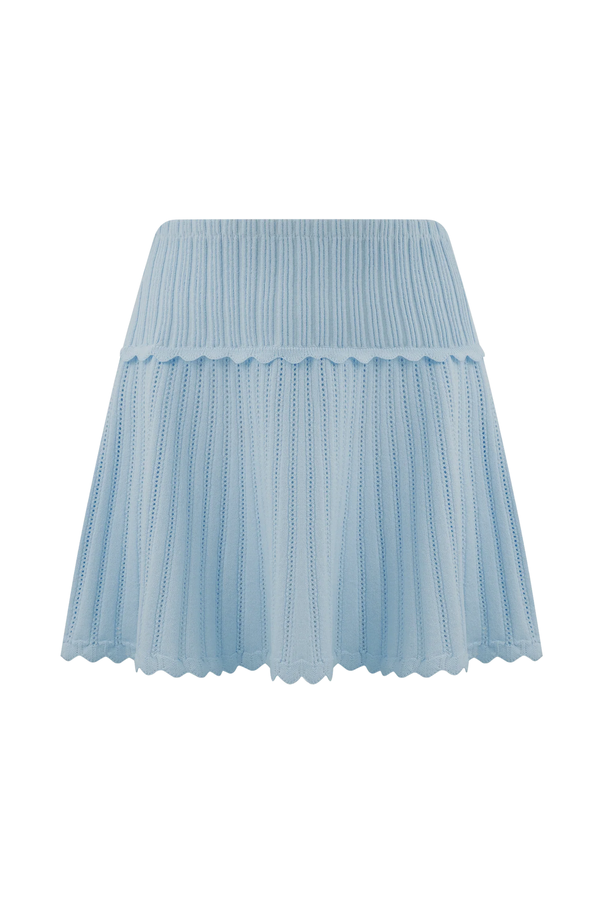 Indy Pointelle Knit Mini Skirt Cornflower Blue