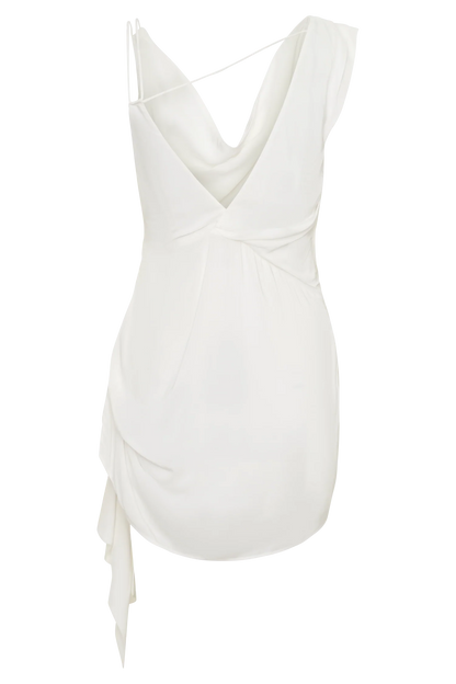 Lucile Cowl Drape Satin Mini Dress White