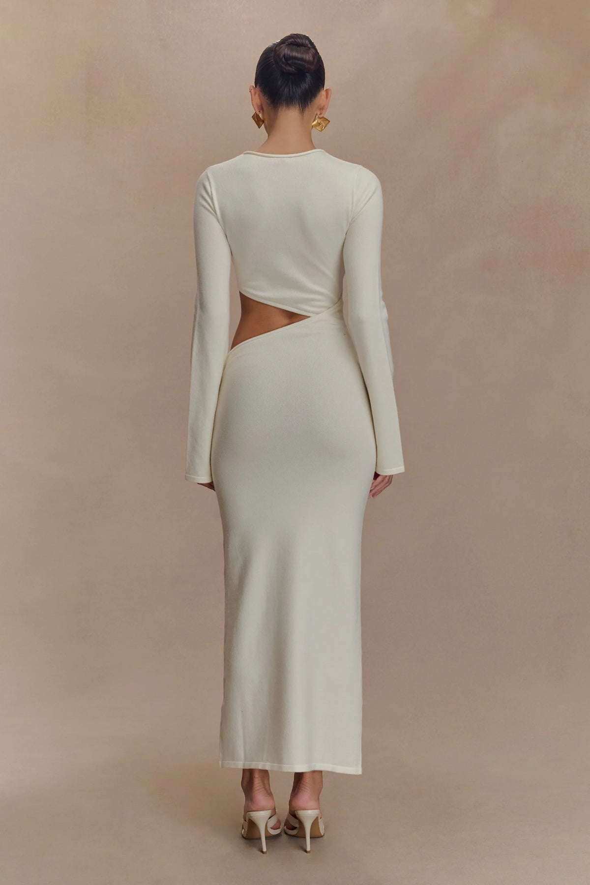 Azariah Long Sleeve Knit Midi Dress Ivory
