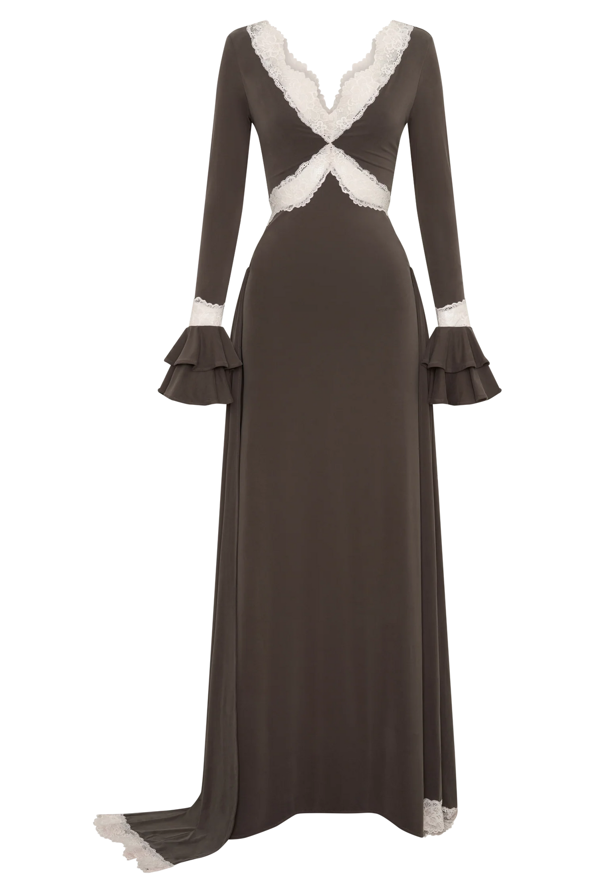Electra Slinky Lace Maxi Dress Chocolate Ballet Pink