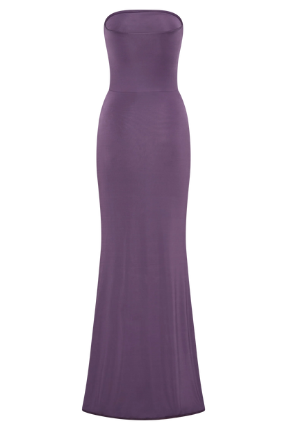 Madison Strapless Slinky Maxi Dress Purple