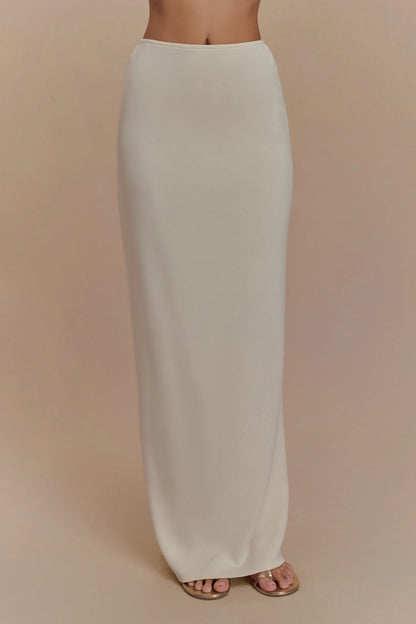 Eris Scuba Jersey Maxi Skirt Ivory