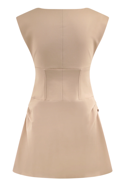 Doris Sleeveless Mini Dress Camel
