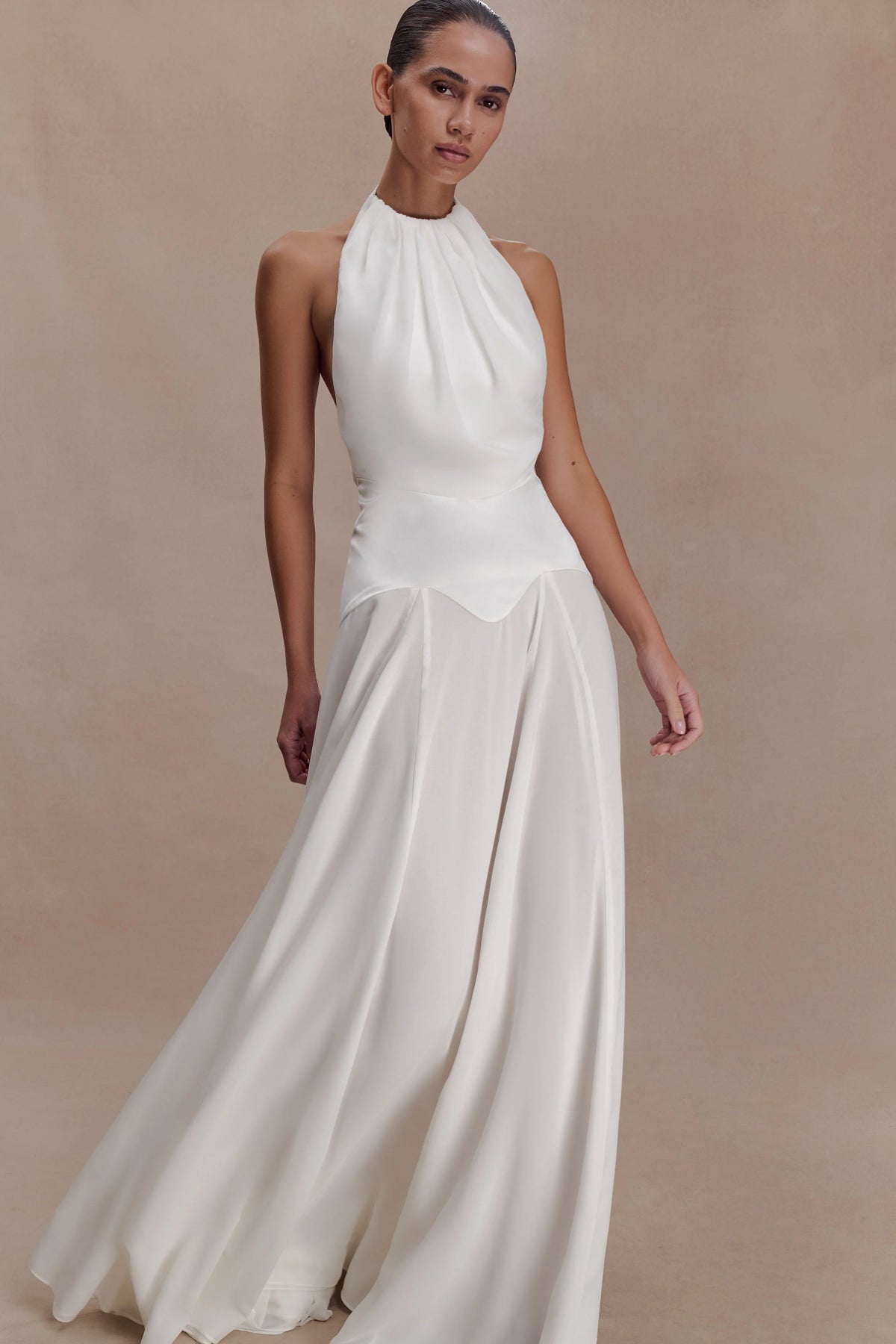 Susan Chiffon Halter Maxi Dress Ivory