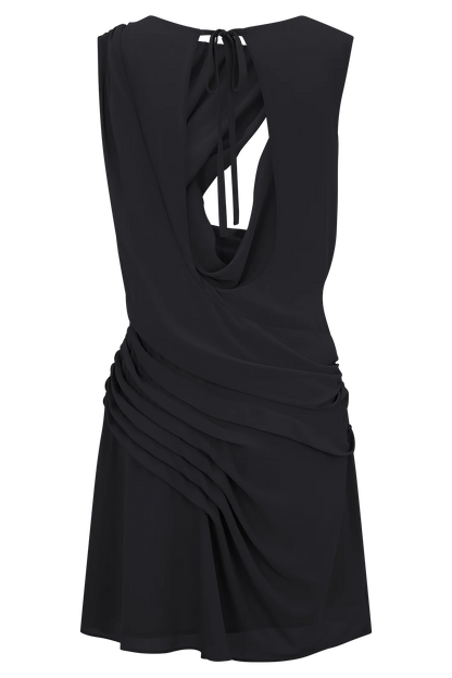Oria Chiffon Mini Dress Black