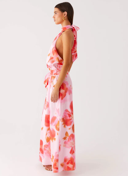 Diablo Backless Maxi Dress Blushing Blossom
