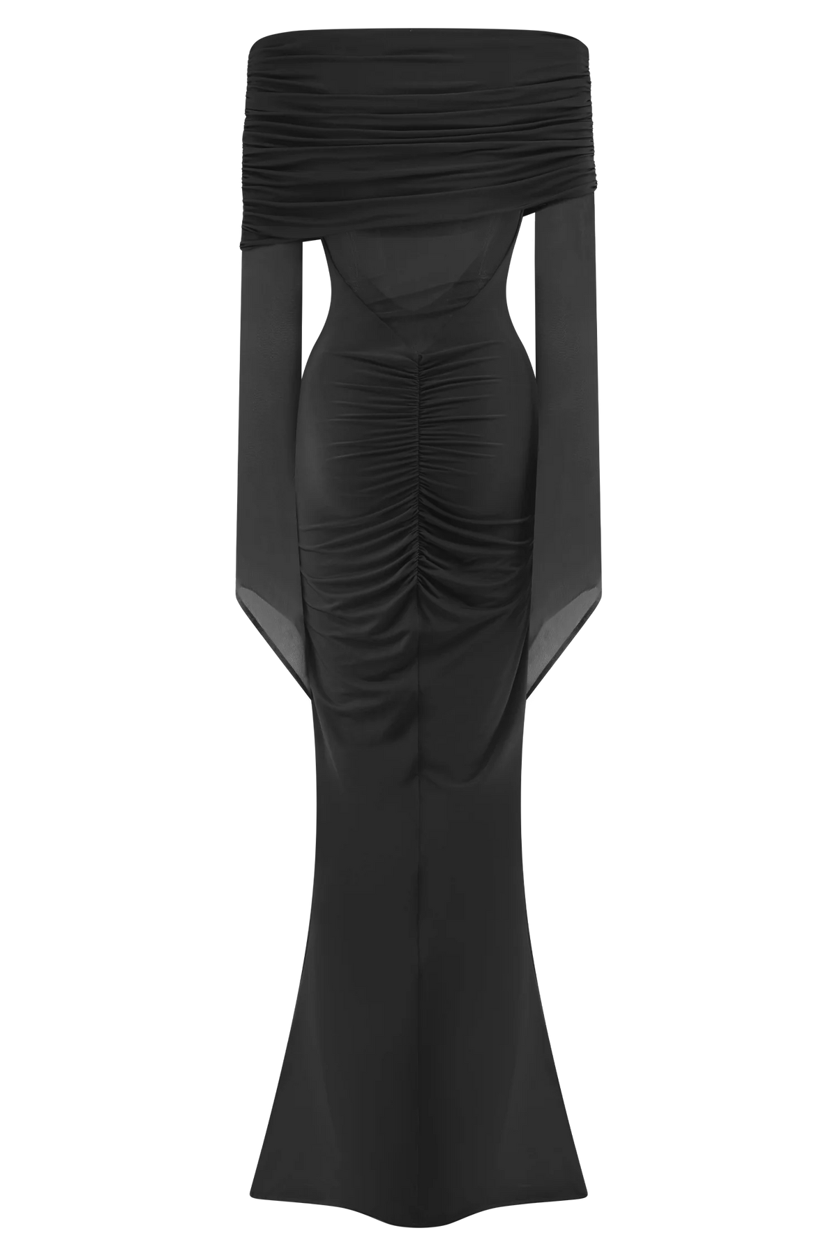 Kaitlin One Shoulder Slinky And Mesh Maxi Dress Black