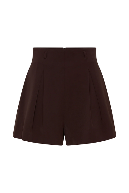 Simone Pleated Suiting Short Dark Chocolate