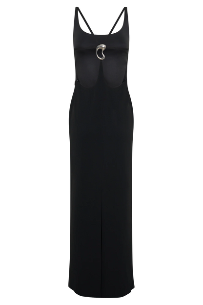 Julian Crepe Strapped Back Maxi Dress Black