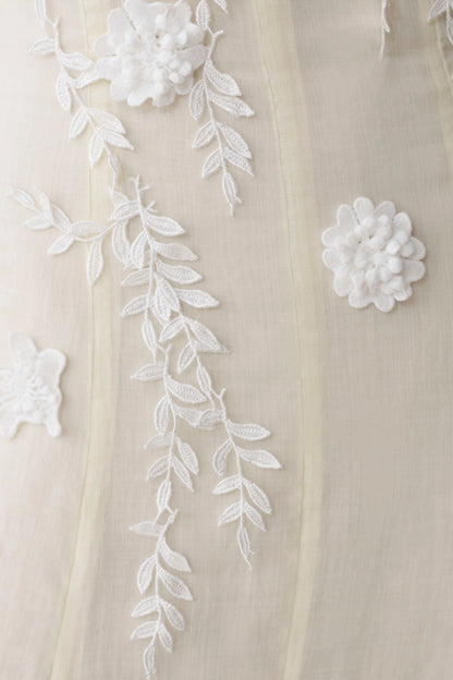 Odette Floral Lace Midi Dress Buttermilk