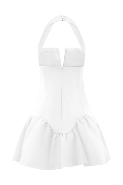 Calipso Halter Mini Dress White
