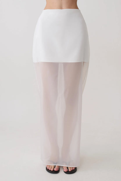 Ximena Organza Maxi Skirt White