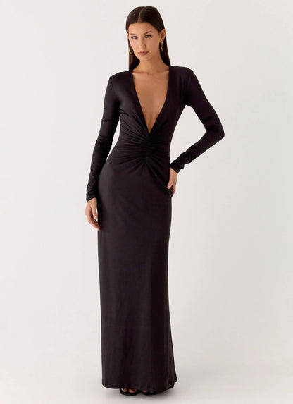 Palm Haze Maxi Dress Black