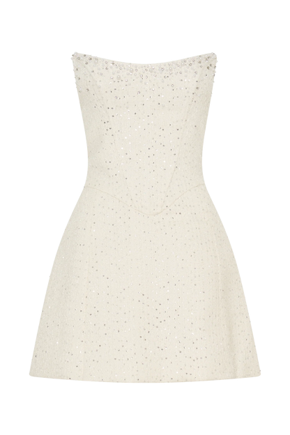Lorrie Tweed Corset Mini Dress White