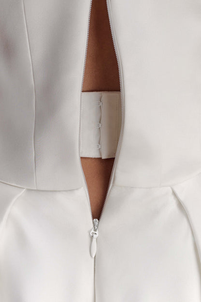 Willow Off Shoulder Satin Maxi Gown White