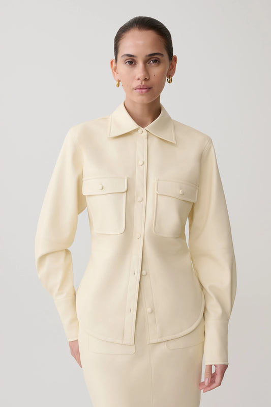 Winslet Faux Leather Shirt Bone