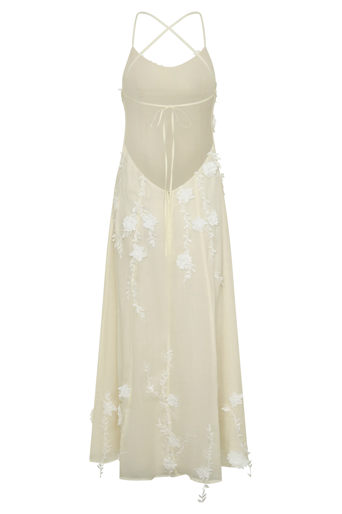 Odette Floral Lace Midi Dress Buttermilk
