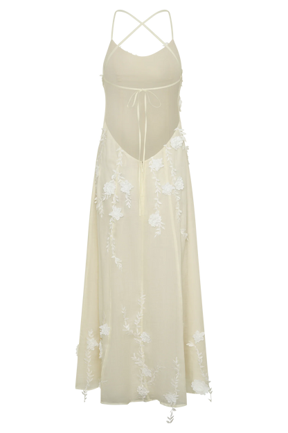 Odette Floral Lace Midi Dress Buttermilk
