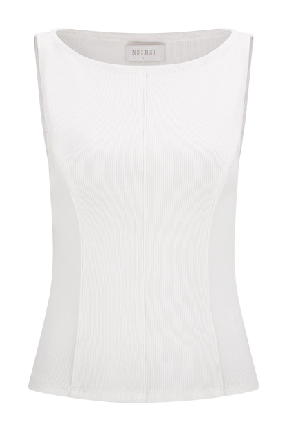 Coraline Panelled Sleeveless Top White
