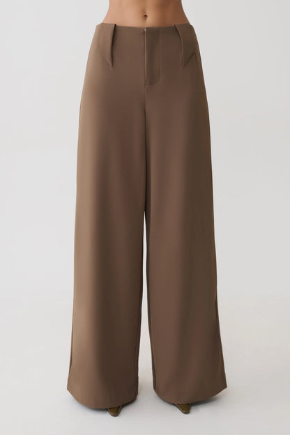 Arlo Wide Leg Suiting Trouser Cacao Brown