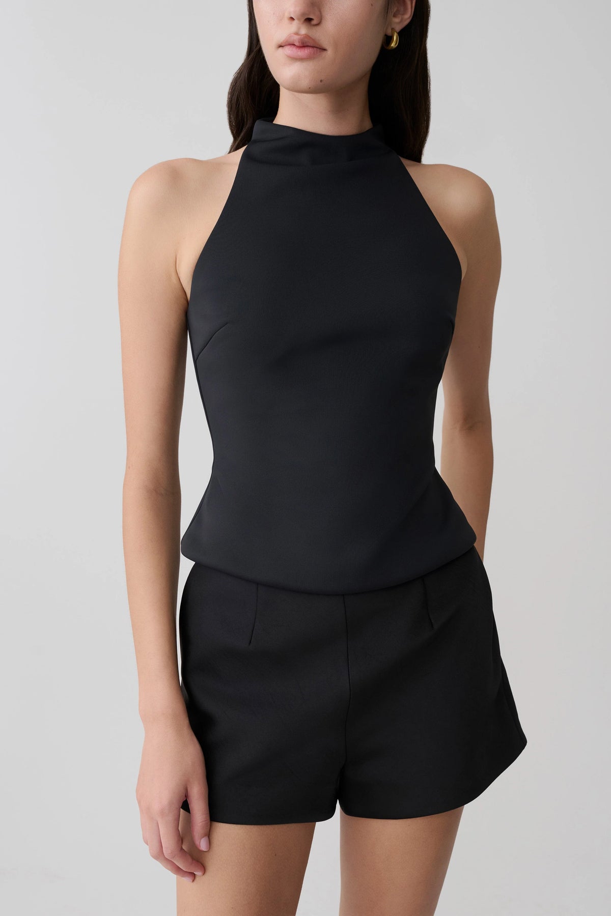 Portia Scuba Sleeveless Top Black