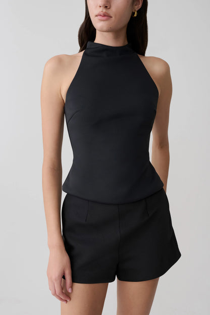 Portia Scuba Sleeveless Top Black