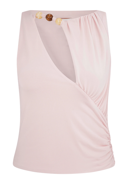 Alicent Slinky Beaded Top Pale Pink
